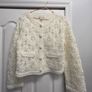 House of Harlow 1960 Cream Textured Cardigan